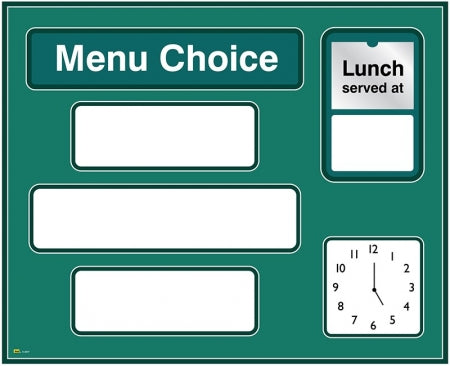 Dry-wipe Menu Board with Clock Green